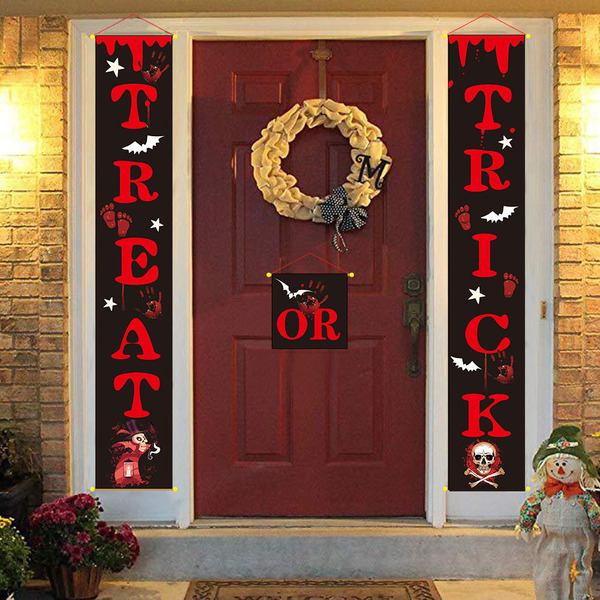 Halloween Outdoor Banner – Spooky Halloween Couplets for Yard or Stage Backdrop
