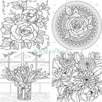 Coloring Book for Adults - 100 Elegant Flower Coloring Pages - Adults And Kids Coloring Book, Greyscale, Bold and Easy Floral Coloring Pages - Thumbnail 1