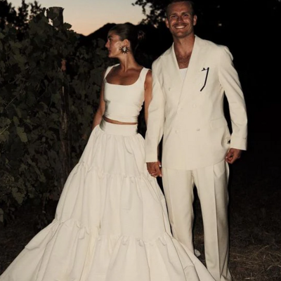 Fashion white two piece long prom dress wedding dress - Thumbnail 1
