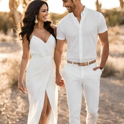 Simple wedding dress, a line beach boho bridal dress bridal gown - Thumbnail 1