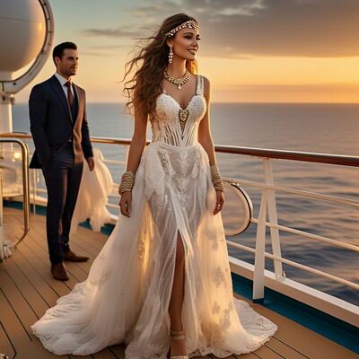 Simple wedding dress, lace appliques beach boho bridal dress bridal gown - Thumbnail 1