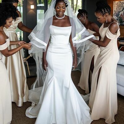 Simple wedding dress, mermaid african girls bridal dress bridal gown - Thumbnail 2