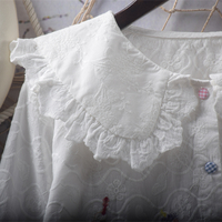 Sweet and lovely ruffled doll collar graffiti embroidery blouses - Thumbnail 5