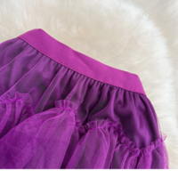 Tulle Layered Flowy Maxi Skirt with Elastic Waist - Thumbnail 1