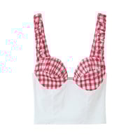 Fashionable Small Check Corset Top - Thumbnail 2