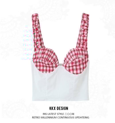 Fashionable Small Check Corset Top
