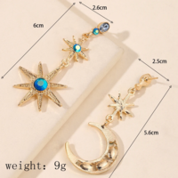 Celestial Blue Crystal Moon and Star Earrings - Thumbnail 5