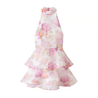 Fashion Print Slim Fit V-Neck Floral Skirt Dress - Thumbnail 2