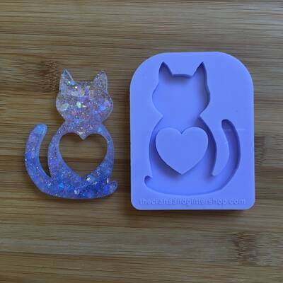 Cat hollow heart silicone mold