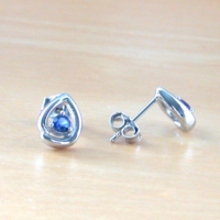 BOXED GIFT/Sterling Silver Sapphire Teardrop Stud Earrings/Sapphire Earrings/Sapphire Jewellery/September Birthstone/UK - Thumbnail 1
