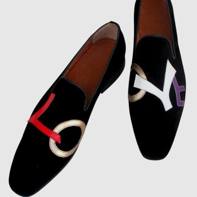 Crafted leather classic men black suede leather loafers dress shoes