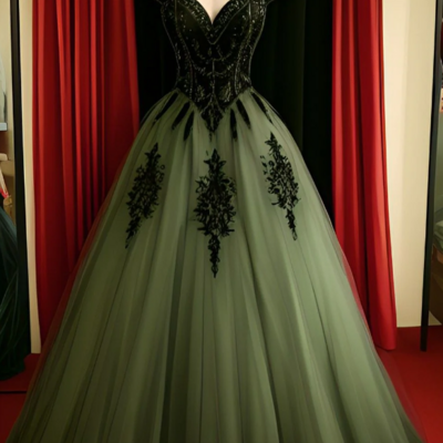 Chic a-line tulle prom dresses with lace - Thumbnail 1