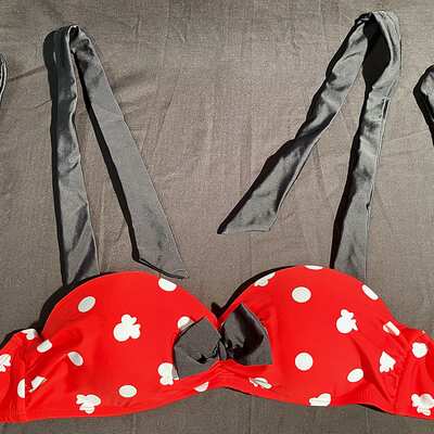 Disney minnie mouse polka dot print bikini swim suit top bottoms hot topic sz s