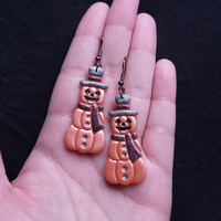 Pumpkin Snowman Clay Earrings - Thumbnail 7