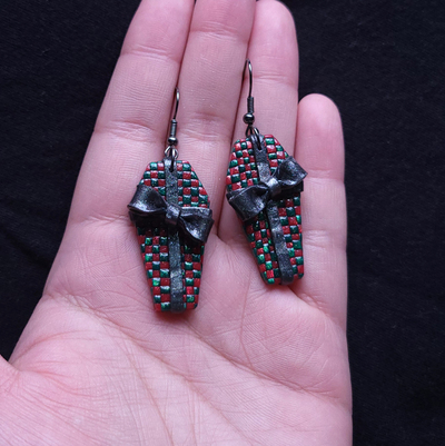 Checkered Coffins Gift Box Earrings