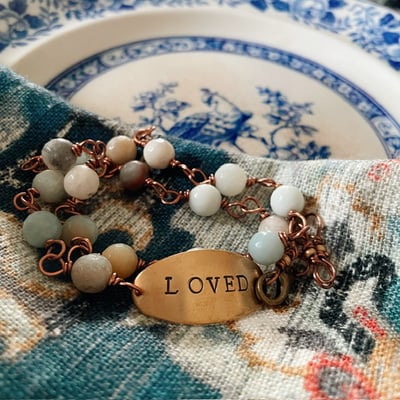 “loved” beaded wrap bracelet 