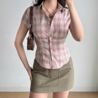 Vintage waist check short-sleeved shirt - Thumbnail 4