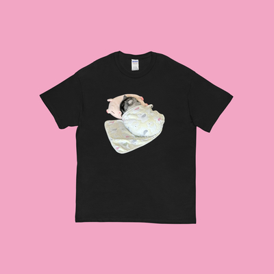 Sleeping Kitty Cat T Shirt Black