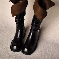 Thick-soled fashion boots retro reversible belt buckle knight boots  - Thumbnail 3