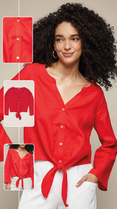 Tie-Front Button Down Top