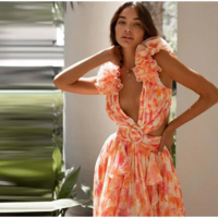 Boho Print Ruffle Long Dress with Hollow Out Detail  - Thumbnail 5