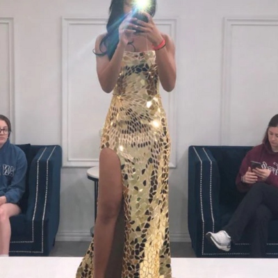 Spaghetti straps mermaid slit long prom dresses