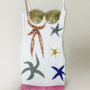 Women Fashion Runway Mini Dress Starfish Shell Crab Print Tassel Hem Sleeveless Tank Strap Dresses-1