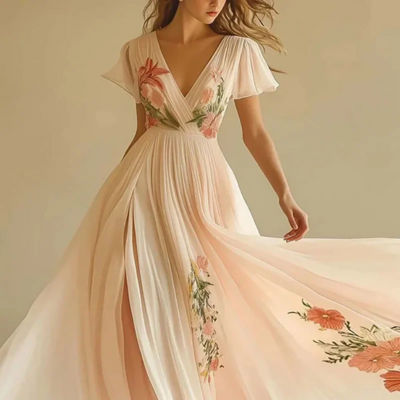 Chic Summer V-Neck Floral Dress for Women