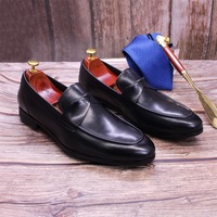 Handmade leather men's business formal leather shoes loafers 2 colors - Thumbnail 2