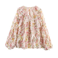 Layered decorative print shirt - Thumbnail 1