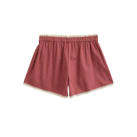 Wear elastic waist lace lace high waist plaid wide leg shorts - Thumbnail 1