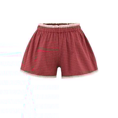Wear elastic waist lace lace high waist plaid wide leg shorts