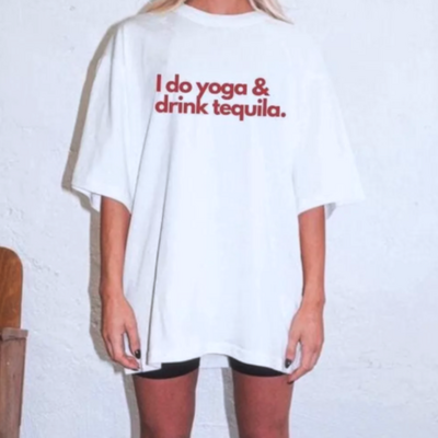 Free shipping-i do yoga & drink tequila tee