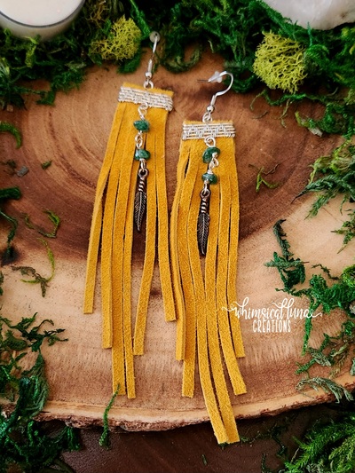Yellow Deer Tan Earrings