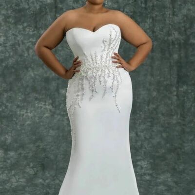 Elegant wedding dress, plus size mermaid lace african girls bridal dress bridal gown