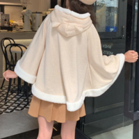 Hooded Japanese Style Harajuku Kawaii Lucky Cat Cloak with Ears - Thumbnail 3
