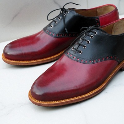 Crafted leather classic dress men saddle designer golf shoes 