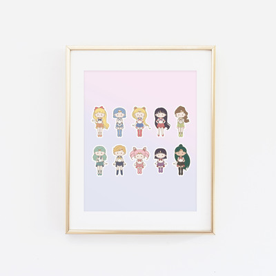 Bitty cutie senshi together print