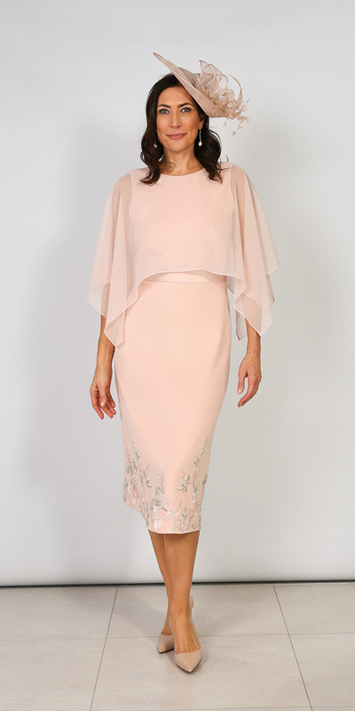 Elegant Sheath Pink Appliques Tea-length Mother Of The Bride/ Groom Dresses Formal Evening Dress