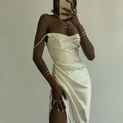 Sexy long straps split prom dress evening dress - Thumbnail 1