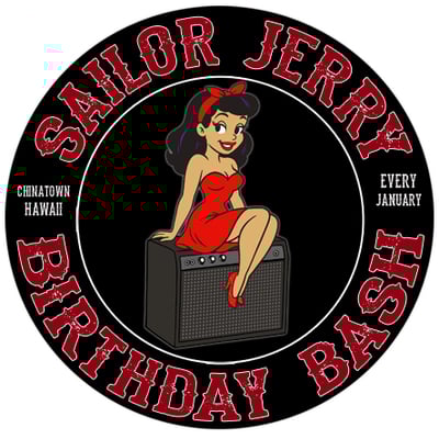 Circle sticker from the annual sailor jerry birthday bash 