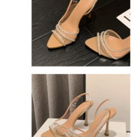 Women’s Rhinestone Slingback Elegant  Crystal High Heels - Thumbnail 3