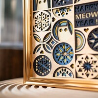 STEREOWOOD New Year Cat Layeedr Wooden Wall Art Unique Gift - Thumbnail 6