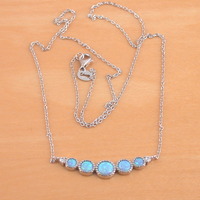 BOXED GIFT SET/Sterling Silver Blue Opal Necklace/Blue Opal Jewellery/Opal Jewelry/Gemstone Necklace/October Birthstone/October Birthday/Neckl - Thumbnail 1