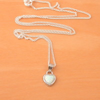 Sterling Silver White Opal Heart Pendant & Chain/Opal Necklace/Opal Jewellery/Opal Jewelry/Opal Heart Pendant/October Birthstone/UK - Thumbnail 1