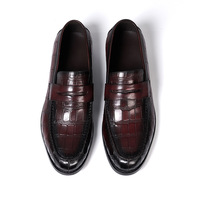 Men's genuine leather stone embossed loafers 2 colors - Thumbnail 3