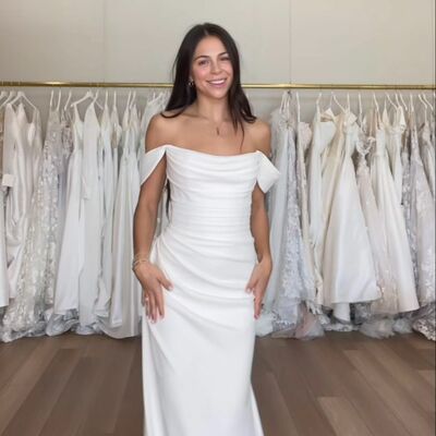 Sexy wedding dress, mermaid satin beach boho bridal dress bridal gown - Thumbnail 1