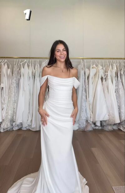 Sexy Wedding Dress, Mermaid Satin Beach Boho Bridal Dress Bridal Gown