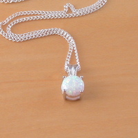 BOXED GIFT SET/Sterling Silver White Opal Solitaire Pendant & Chain/Silver Opal Necklace UK/Opal Jewellery/Opal Jewelry - Thumbnail 1