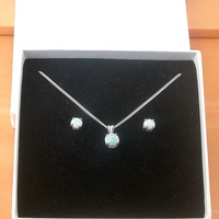 BOXED GIFT SET/Sterling Silver White Opal Solitaire Pendant & Chain/Silver Opal Necklace UK/Opal Jewellery/Opal Jewelry - Thumbnail 10